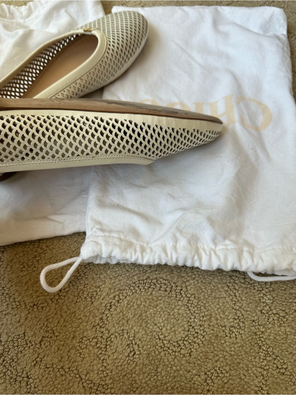 Chloe Marcie Ballet Flat 8 B Eggshell - Picture 4 of 9